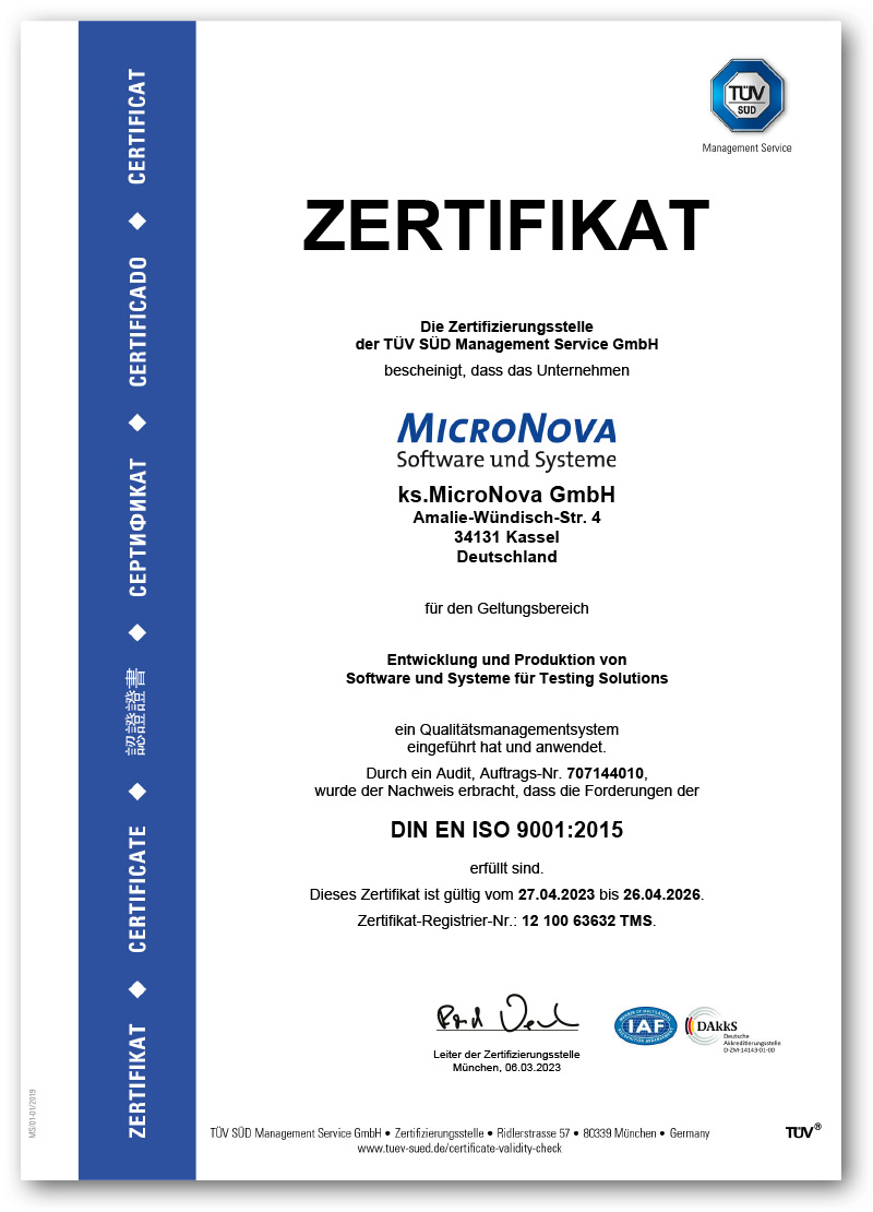 Individual certificate ISO 9001:2015